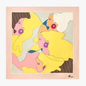 Fendi Women Show Foulard Multicolor Silk Foulard-Yellow