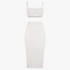 Fendi Women White Viscose Suit with Thin Shoulder Straps and High-Waisted Pencil Skirt