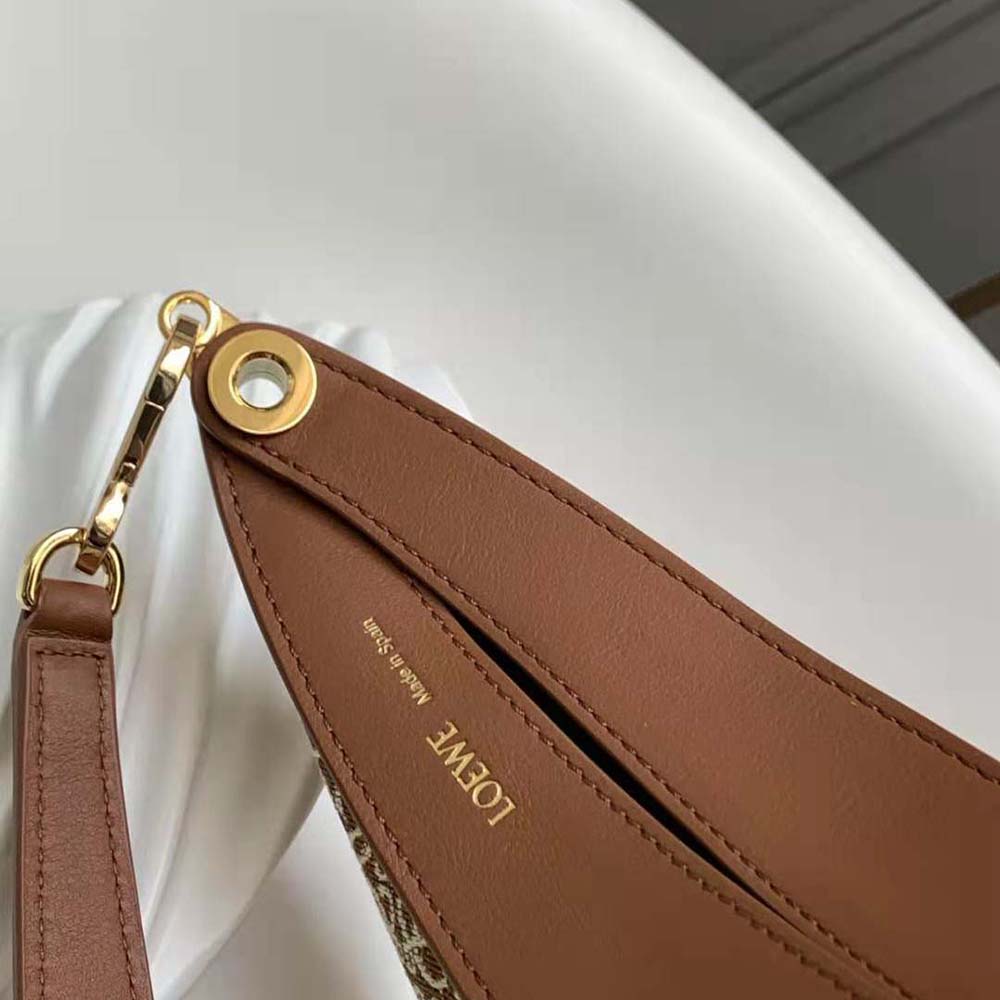 Loewe Women Luna Bag in Anagram Jacquard and Classic Calfskin-Brown 7 Loewe Women Luna Bag in Anagram Jacquard and Classic Calfskin-Brown - Image 7