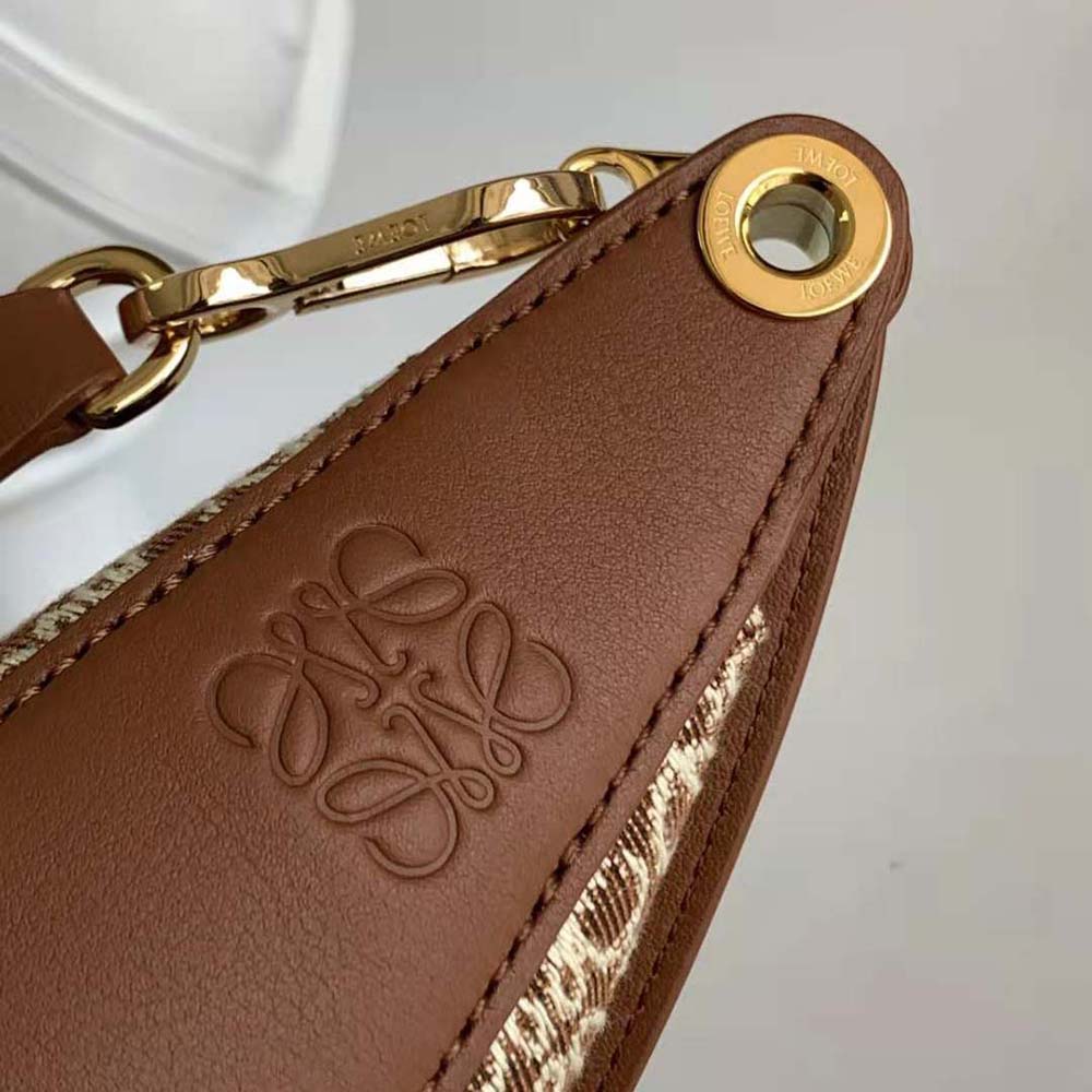Loewe Women Luna Bag in Anagram Jacquard and Classic Calfskin-Brown 6 Loewe Women Luna Bag in Anagram Jacquard and Classic Calfskin-Brown - Image 6
