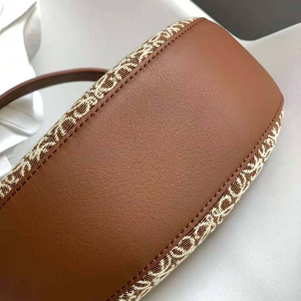 Loewe Women Luna Bag in Anagram Jacquard and Classic Calfskin-Brown 5 Loewe Women Luna Bag in Anagram Jacquard and Classic Calfskin-Brown - Image 5