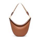 Loewe Women Luna Bag in Satin Calfskin and Jacquard-Brown