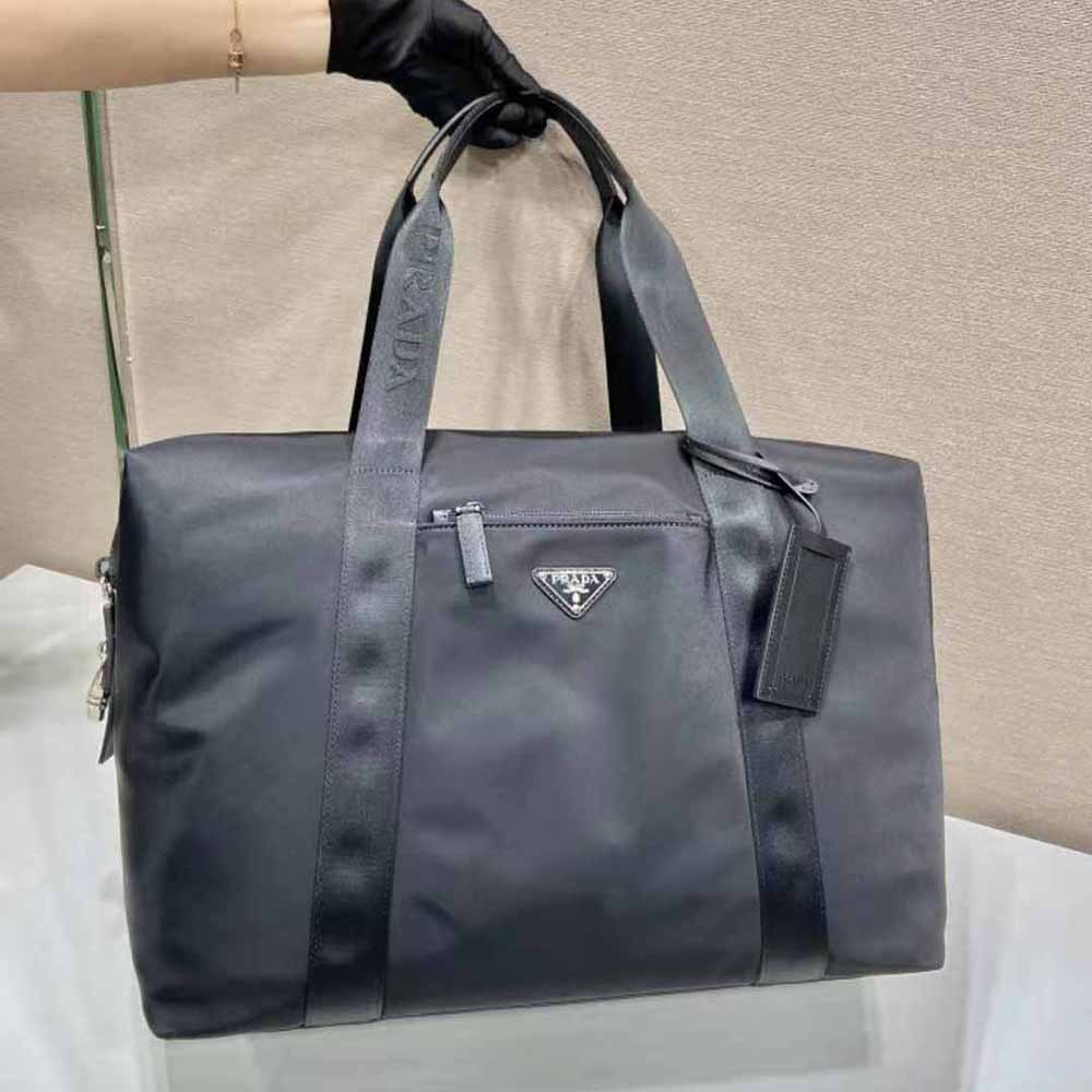 Shop PRADA 2021-22FW Re-Nylon and Saffiano leather duffle bag