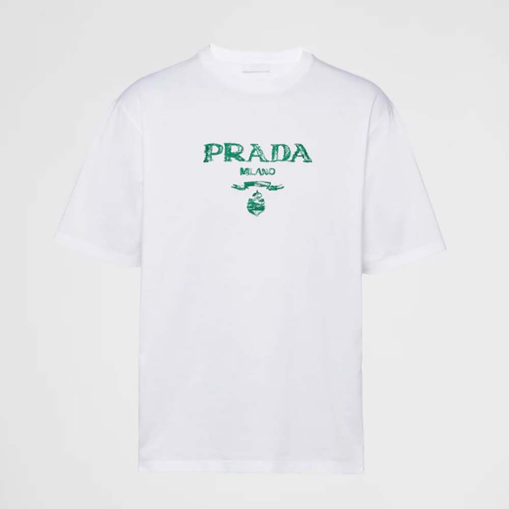 Prada Men Classic Cotton Crew-Neck T-shirt-Green