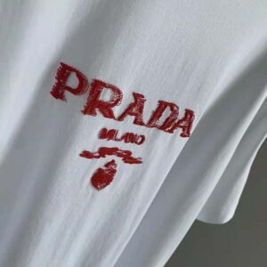 Prada Men Classic Cotton Crew-Neck T-shirt-Red