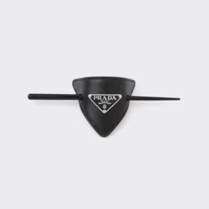 Prada Women Leather Hair Clip is Decorated with the Prada Logo