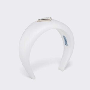 Prada Women Oversized Puffy Re-Nylon Headband-White