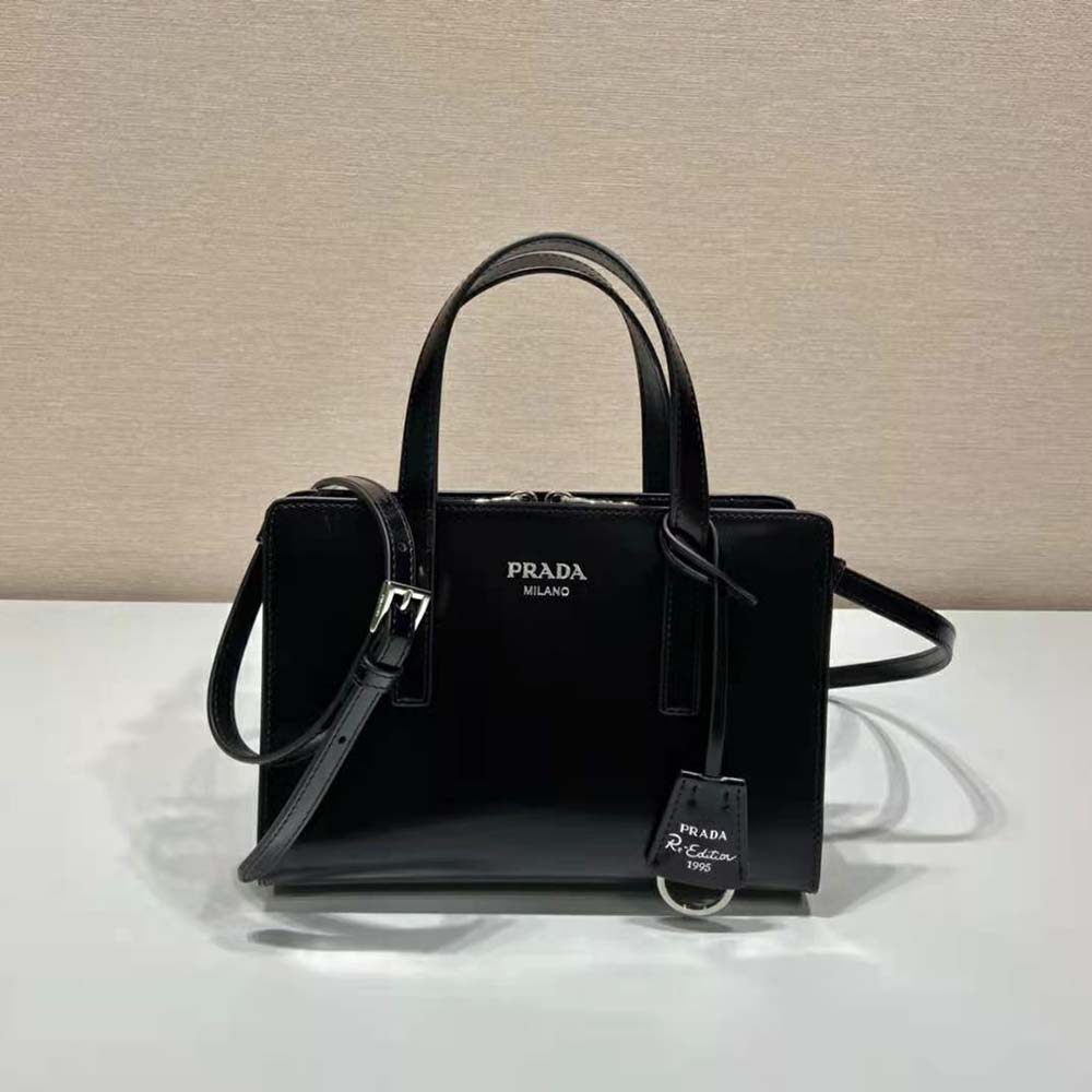 Prada Women Re-Edition 1995 Brushed-Leather Mini Handbag-Black 3 Prada Women Re-Edition 1995 Brushed-Leather Mini Handbag-Black - Image 3