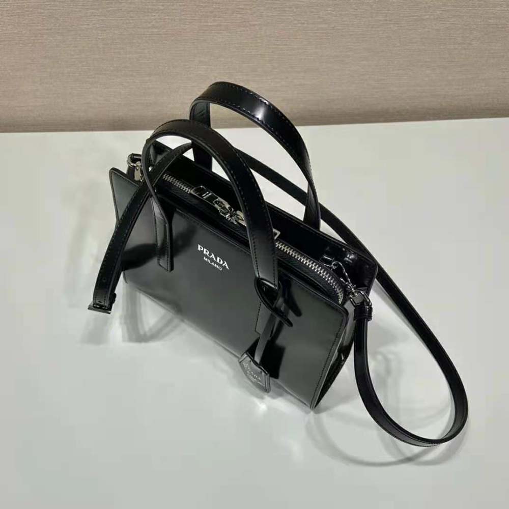 Prada Women Re-Edition 1995 Brushed-Leather Mini Handbag-Black 7 Prada Women Re-Edition 1995 Brushed-Leather Mini Handbag-Black - Image 7