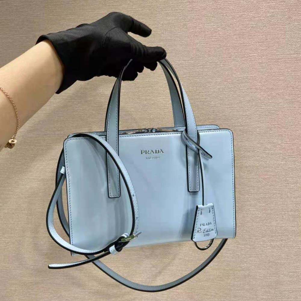 Prada Women Re-Edition 1995 Brushed-Leather Mini Handbag-Blue 2 Prada Women Re-Edition 1995 Brushed-Leather Mini Handbag-Blue - Image 2