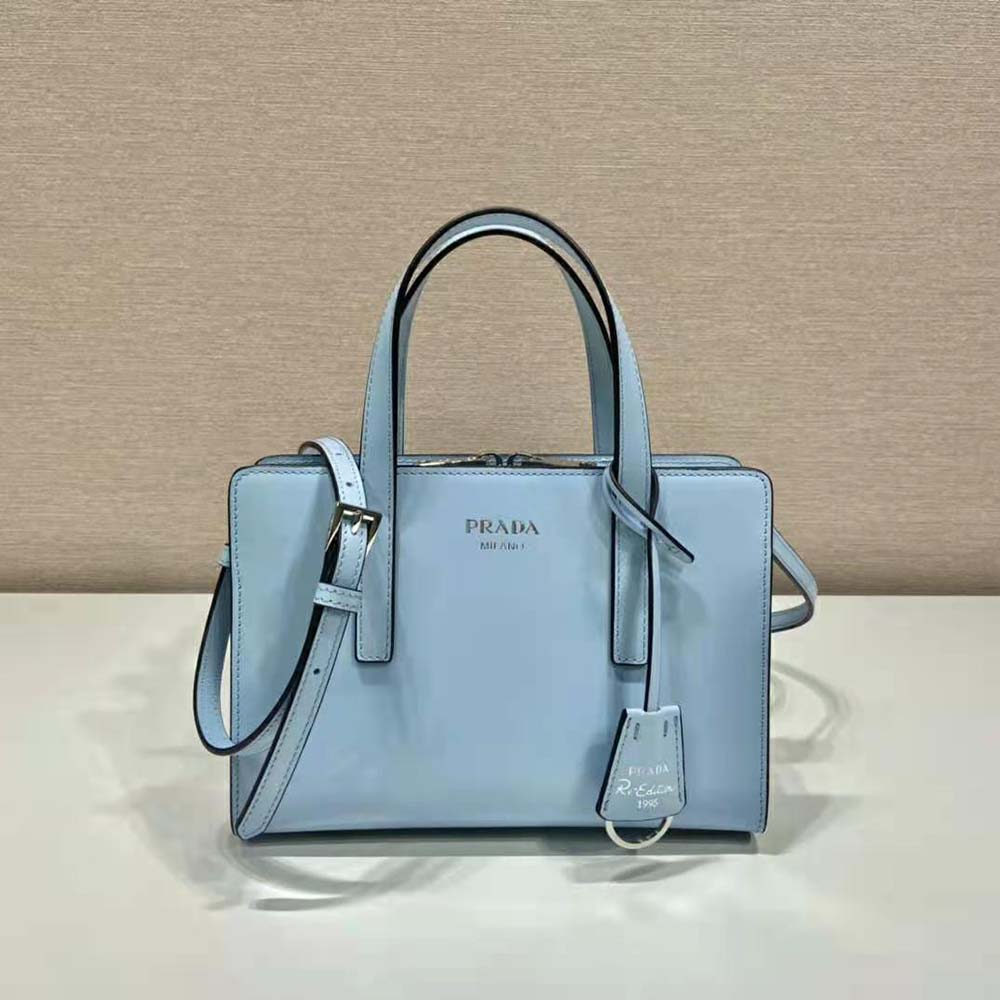 Prada Women Re-Edition 1995 Brushed-Leather Mini Handbag-Blue 3 Prada Women Re-Edition 1995 Brushed-Leather Mini Handbag-Blue - Image 3