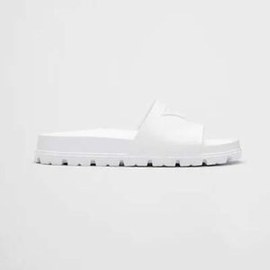 Prada Women Rubber Slides In 20 mm Heel Height-White