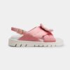 Roger Vivier Women Viv Winter Puffy Strass Buckle Sandals in Satin-Pink
