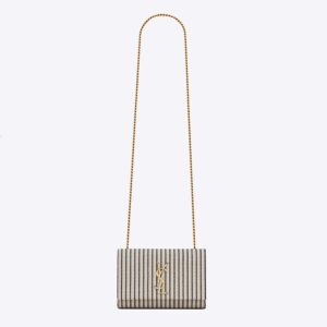 Saint Laurent YSL Women Kate Small Chain Bag in Canvas and Smooth Leather