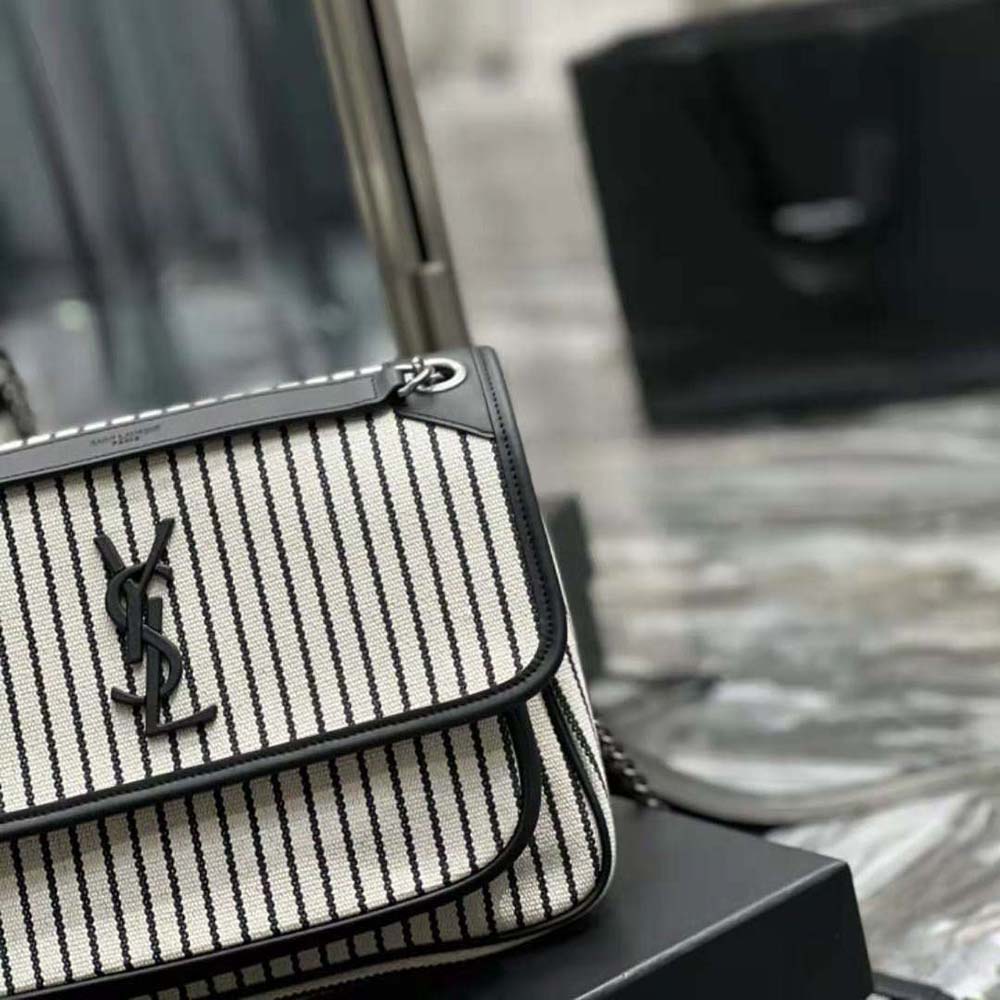 Saint Laurent YSL Women Niki Medium Chain Bag in Canvas-Black 9 Saint Laurent YSL Women Niki Medium Chain Bag in Canvas-Black - Image 9