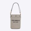 Saint Laurent YSL Women Rive Gauche Bucket Bag in Striped Canvas and Leather