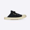 Balenciaga Unisex Paris Sneaker Mule in Black Destroyed Cotton and White Rubber