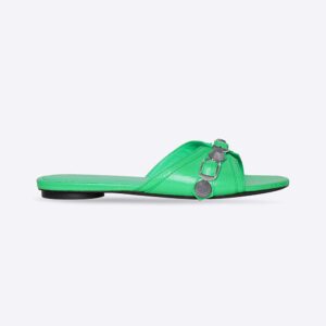 Balenciaga Women Cagole Sandal in Bright Green Arena Lambskin