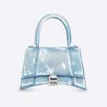 Balenciaga Women Hourglass Small Handbag Denim Printed in Indigo-Blue