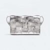 Bottega Veneta Women Cassette Intreccio Laminated Leather Cross-Body Bag
