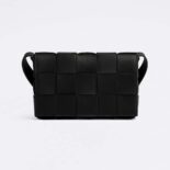 Bottega Veneta Women Cassette Intreccio Leather Cross-Body Bag-Black