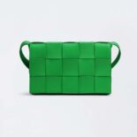 Bottega Veneta Women Cassette Intreccio Leather Cross-Body Bag-Green