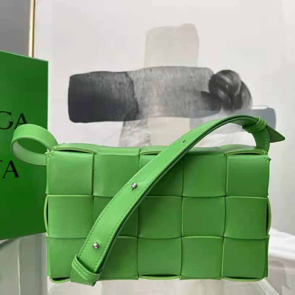 Bottega Veneta Women Cassette Intreccio Leather Cross-Body Bag-Green 3 Bottega Veneta Women Cassette Intreccio Leather Cross-Body Bag-Green - Image 3