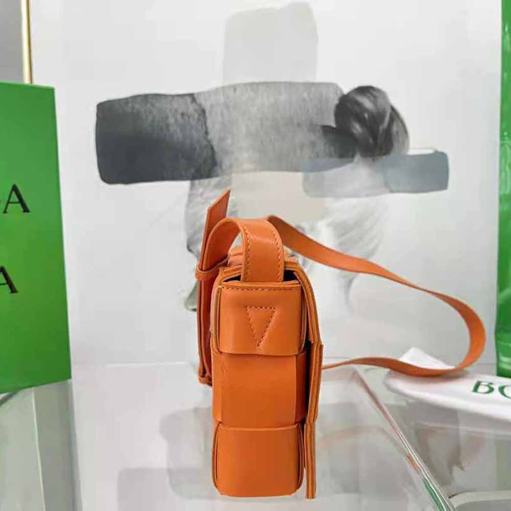 Bottega Veneta Women Cassette Intreccio Leather Cross-Body Bag-Orange 5 Bottega Veneta Women Cassette Intreccio Leather Cross-Body Bag-Orange - Image 5