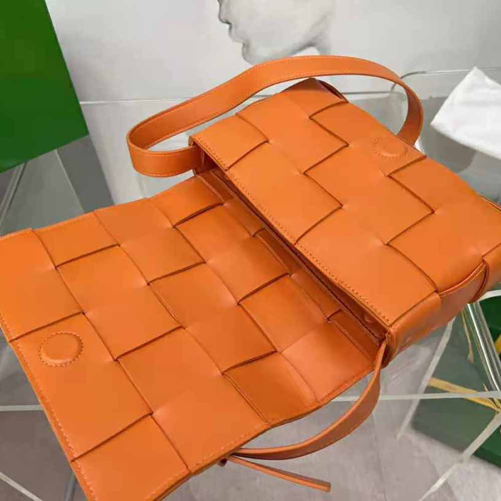 Bottega Veneta Women Cassette Intreccio Leather Cross-Body Bag-Orange 7 Bottega Veneta Women Cassette Intreccio Leather Cross-Body Bag-Orange - Image 7