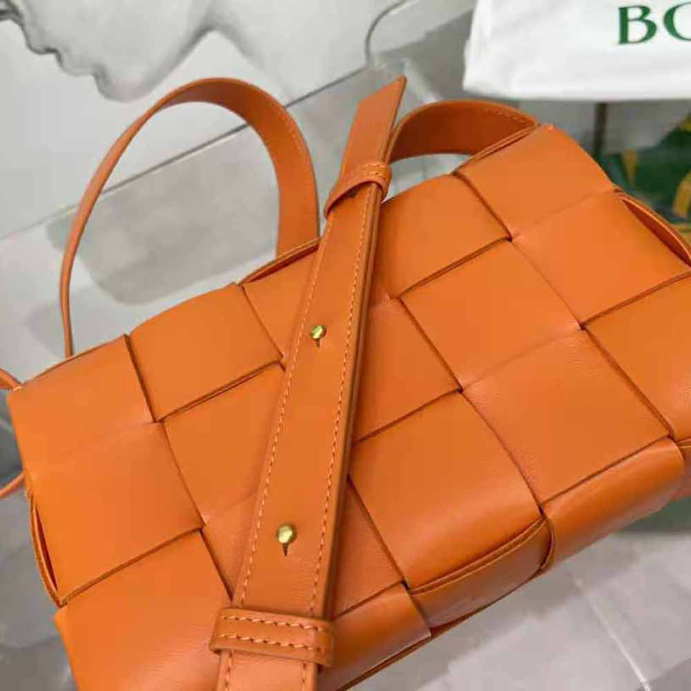 Bottega Veneta Women Cassette Intreccio Leather Cross-Body Bag-Orange 6 Bottega Veneta Women Cassette Intreccio Leather Cross-Body Bag-Orange - Image 6