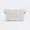 Bottega Veneta Women Cassette Intreccio Leather Cross-Body Bag-White