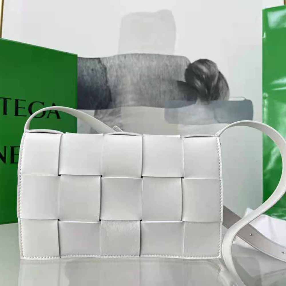 Bottega Veneta Women Cassette Intreccio Leather Cross-Body Bag-White 2 Bottega Veneta Women Cassette Intreccio Leather Cross-Body Bag-White - Image 2