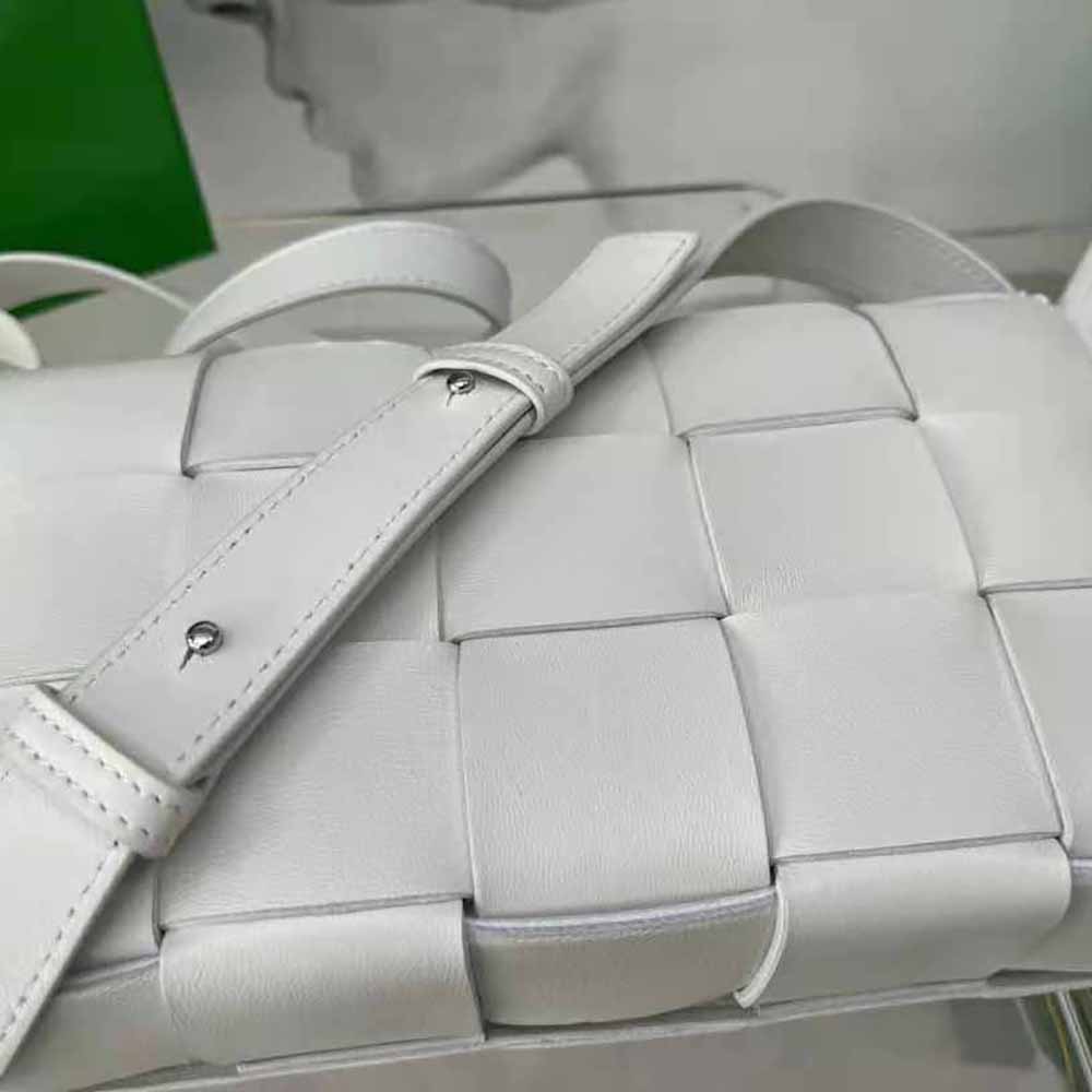 Bottega Veneta Women Cassette Intreccio Leather Cross-Body Bag-White 7 Bottega Veneta Women Cassette Intreccio Leather Cross-Body Bag-White - Image 7