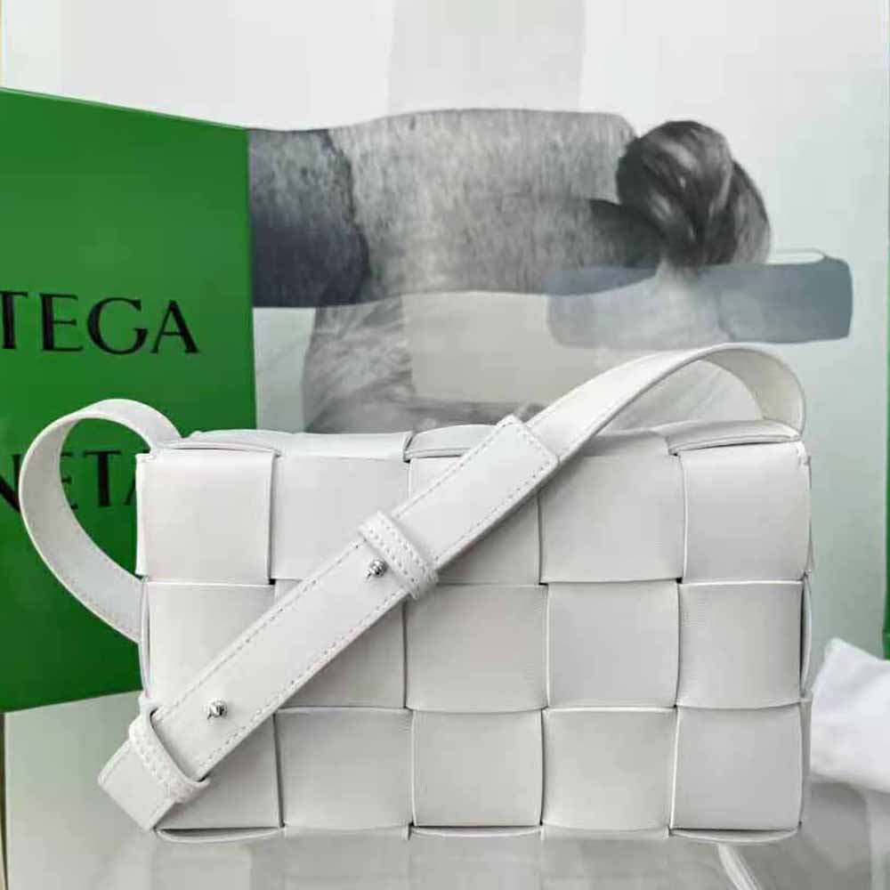 Bottega Veneta Women Cassette Intreccio Leather Cross-Body Bag-White 3 Bottega Veneta Women Cassette Intreccio Leather Cross-Body Bag-White - Image 3