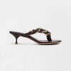 Bottega Veneta Women Dot Maroon Chain-Braided Leather Sandals