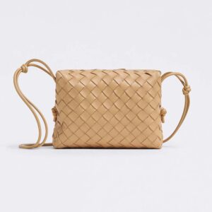 Bottega Veneta Women Loop Small Intrecciato Leather Cross-Body Bag-Brown