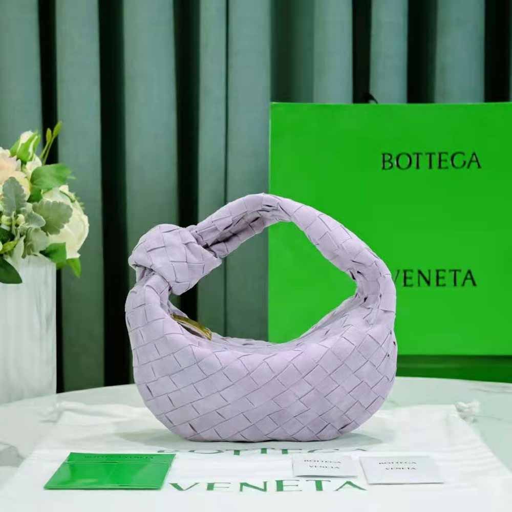Bottega Veneta Women Mini Jodie Mini Intrecciato Suede Top Handle Bag-Purple 2 Bottega Veneta Women Mini Jodie Mini Intrecciato Suede Top Handle Bag-Purple - Image 2