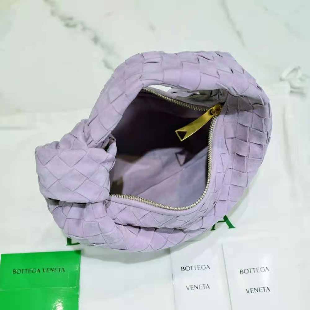 Bottega Veneta Women Mini Jodie Mini Intrecciato Suede Top Handle Bag-Purple 8 Bottega Veneta Women Mini Jodie Mini Intrecciato Suede Top Handle Bag-Purple - Image 8