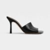 Bottega Veneta Women Stretch Black Leather Mules in 9cm Heel Height