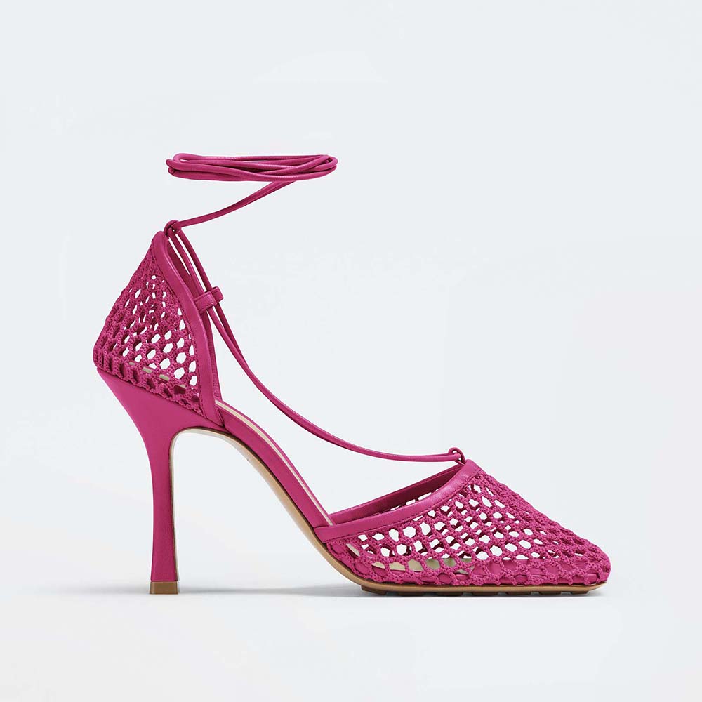 Bottega Veneta Women Stretch Mesh and Leather Sandals in 9cm Heel ...