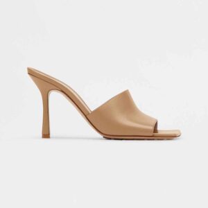 Bottega Veneta Women Stretch Saddle Leather Mules in 9cm Heel Height