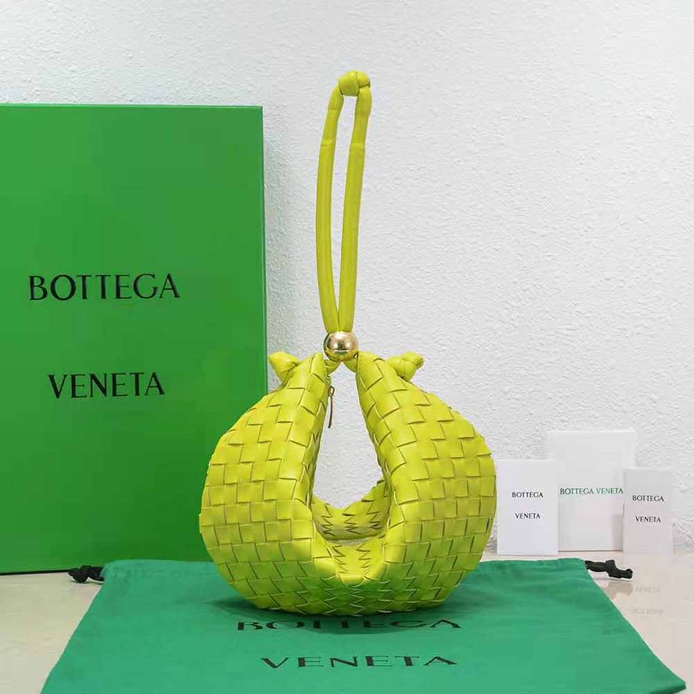 Bottega Veneta Loop Small Intreccio Acid Kiwi in Lambskin with