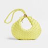 Bottega Veneta Women Turn Medium Intrecciato Leather Pouch with Adjustable Strap-Yellow