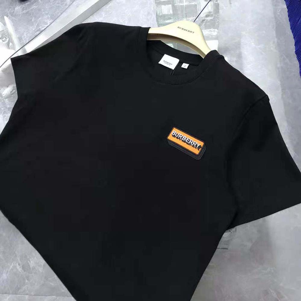 Mens Burberry black Oversized Logo T-Shirt