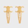 Celine Women Hair Accessories Set of 2 Triomphe Snap Hair Clips in Brass with Gold Finish and Steel