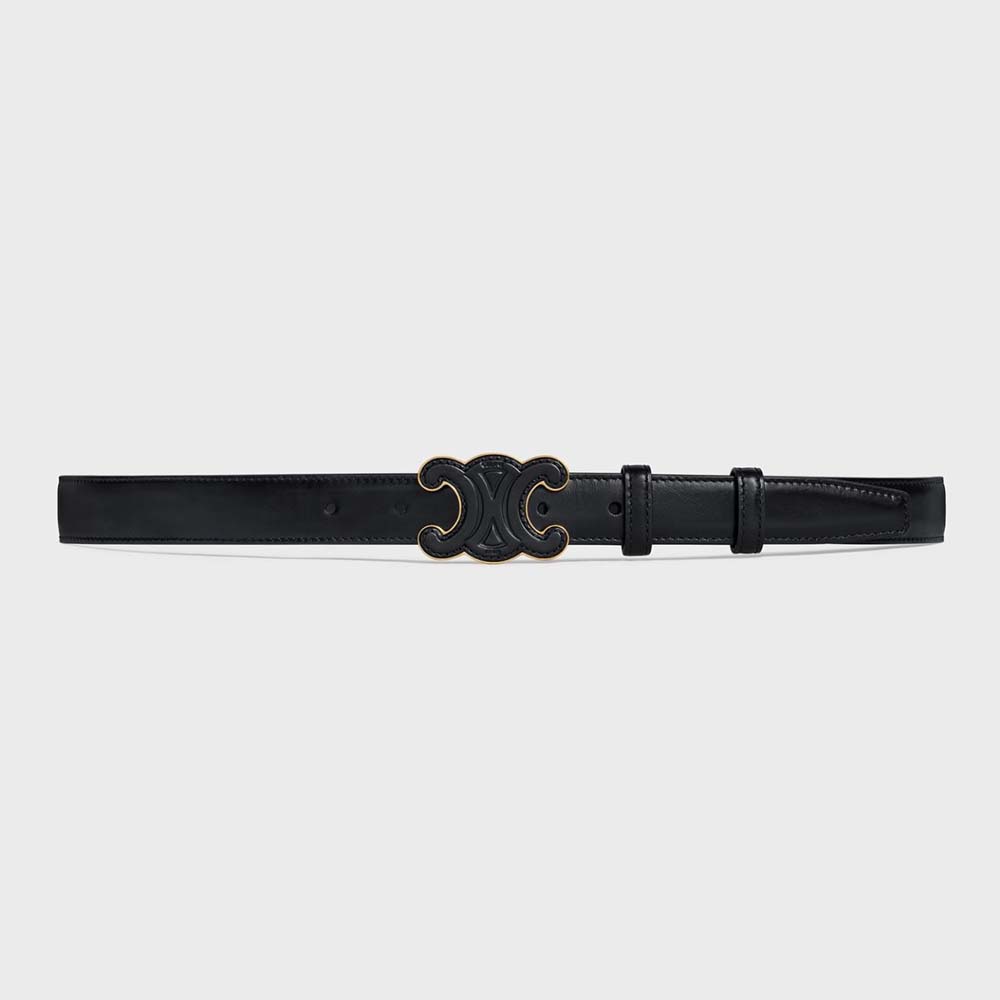 Celine Women Medium Cuir Triomphe Belt in Natural Calfskin-Black