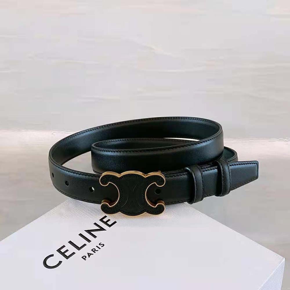 Black Medium Cuir Triomphe Belt In Taurillon Leather - Designer