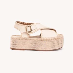 Chloe Women Lucinda Platform Espadrille in 6cm Heel Height-White