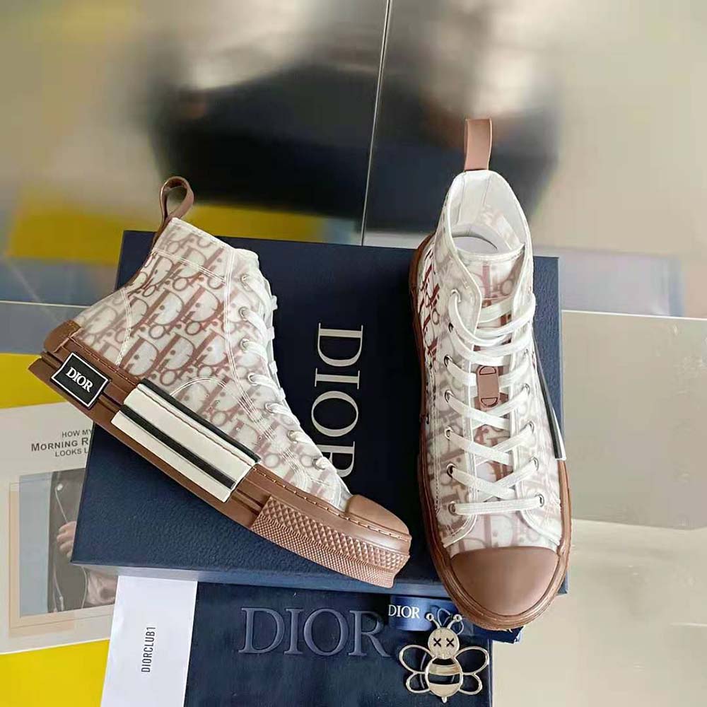 Dior Men B23 High-Top Sneaker Coffee Dior Oblique Canvas 8 Dior Men B23 High-Top Sneaker Coffee Dior Oblique Canvas - Image 8