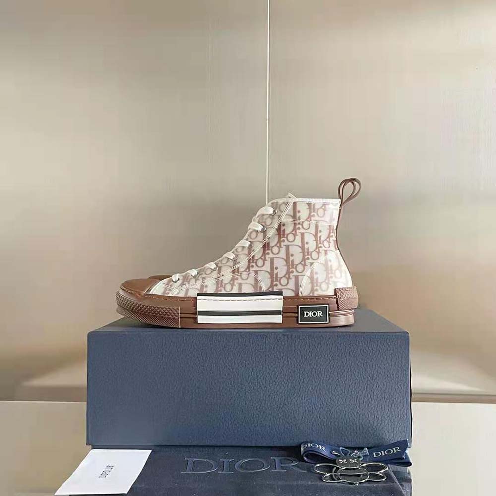 Dior Men B23 High-Top Sneaker Coffee Dior Oblique Canvas 7 Dior Men B23 High-Top Sneaker Coffee Dior Oblique Canvas - Image 7